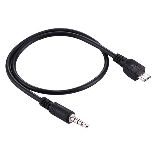 Short Micro-USB to 3.5mm Audio Auxiliary Jack Cable (40cm) - Black